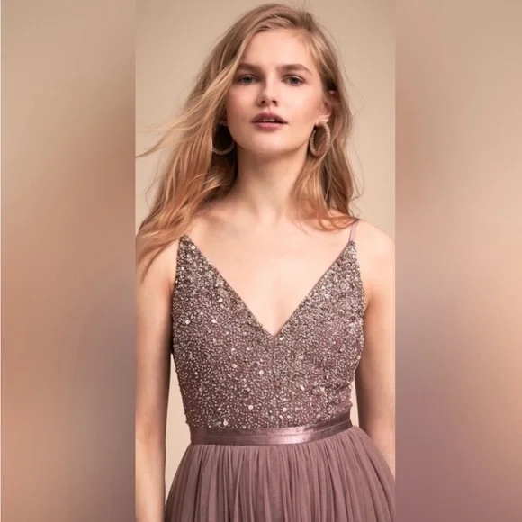 BHLDN & Anthropologie Avery dress size 0 beaded tulle - Picture 2 of 9